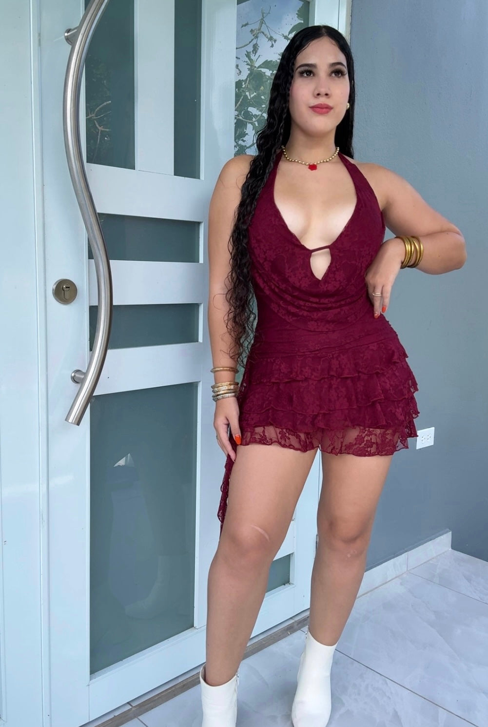 Burgundy Glam Romper