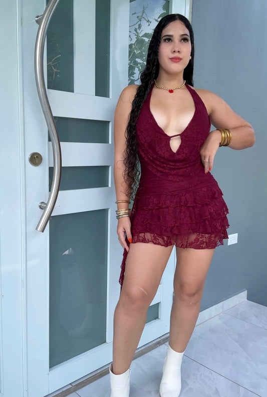 Burgundy Glam Romper