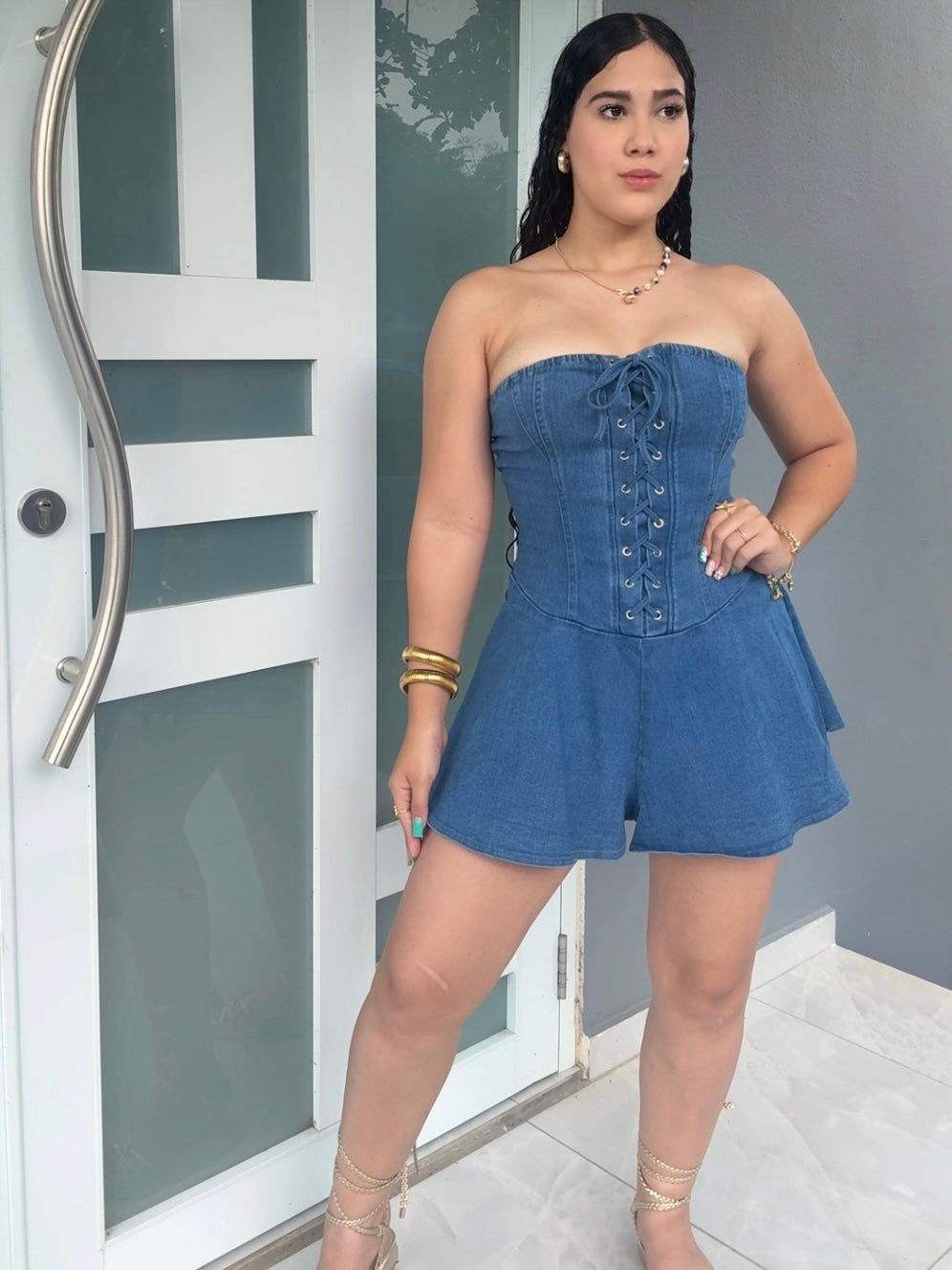 Corset Denim Romper