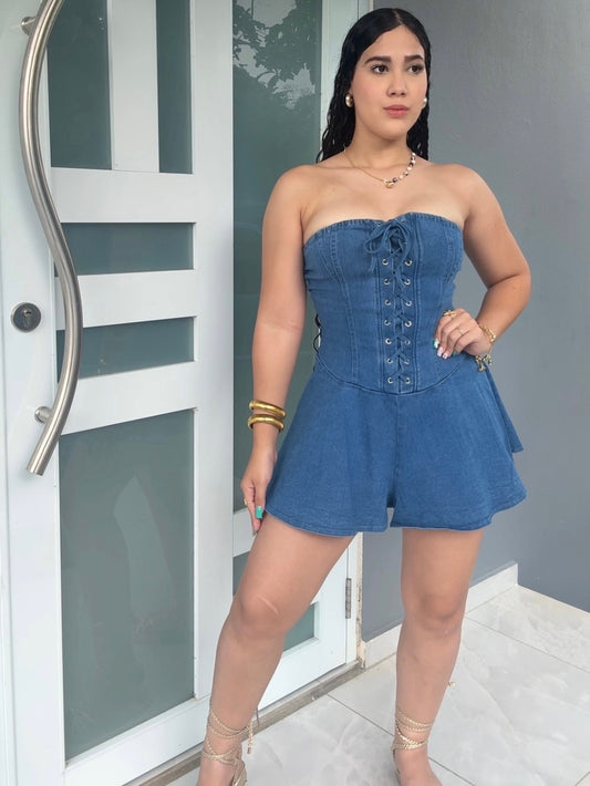 Corset Denim Romper