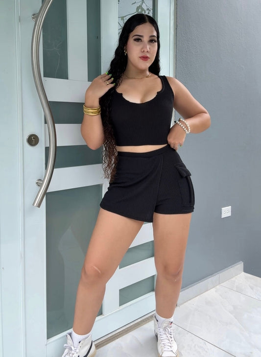 Black Ribbed Set