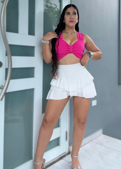 White Ruffle Skort