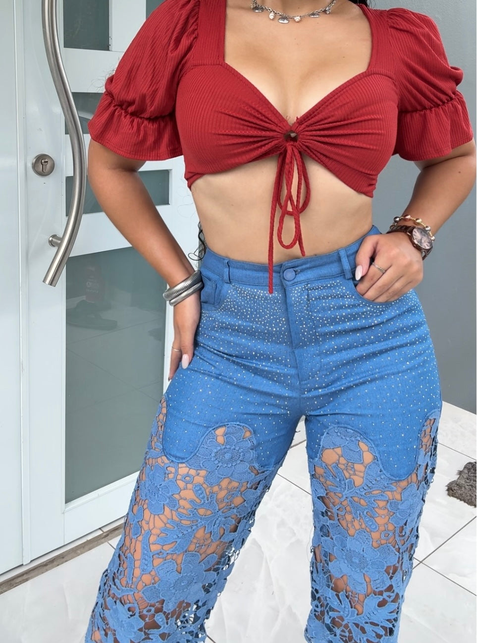 Rust Ribbed Top