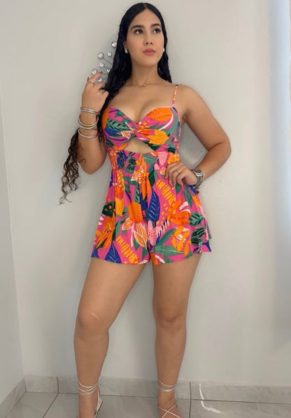 Tropical Print Romper