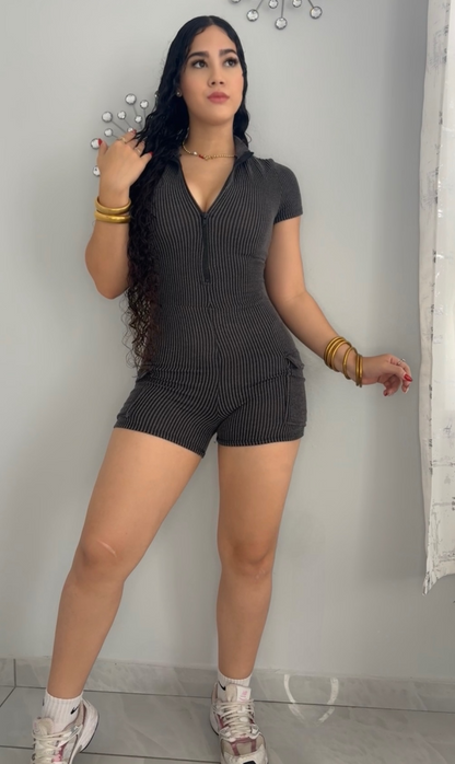 Charcoal Cargo Romper