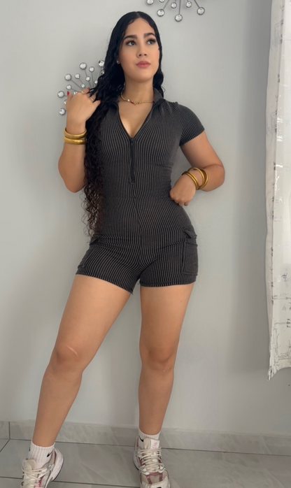 Charcoal Cargo Romper