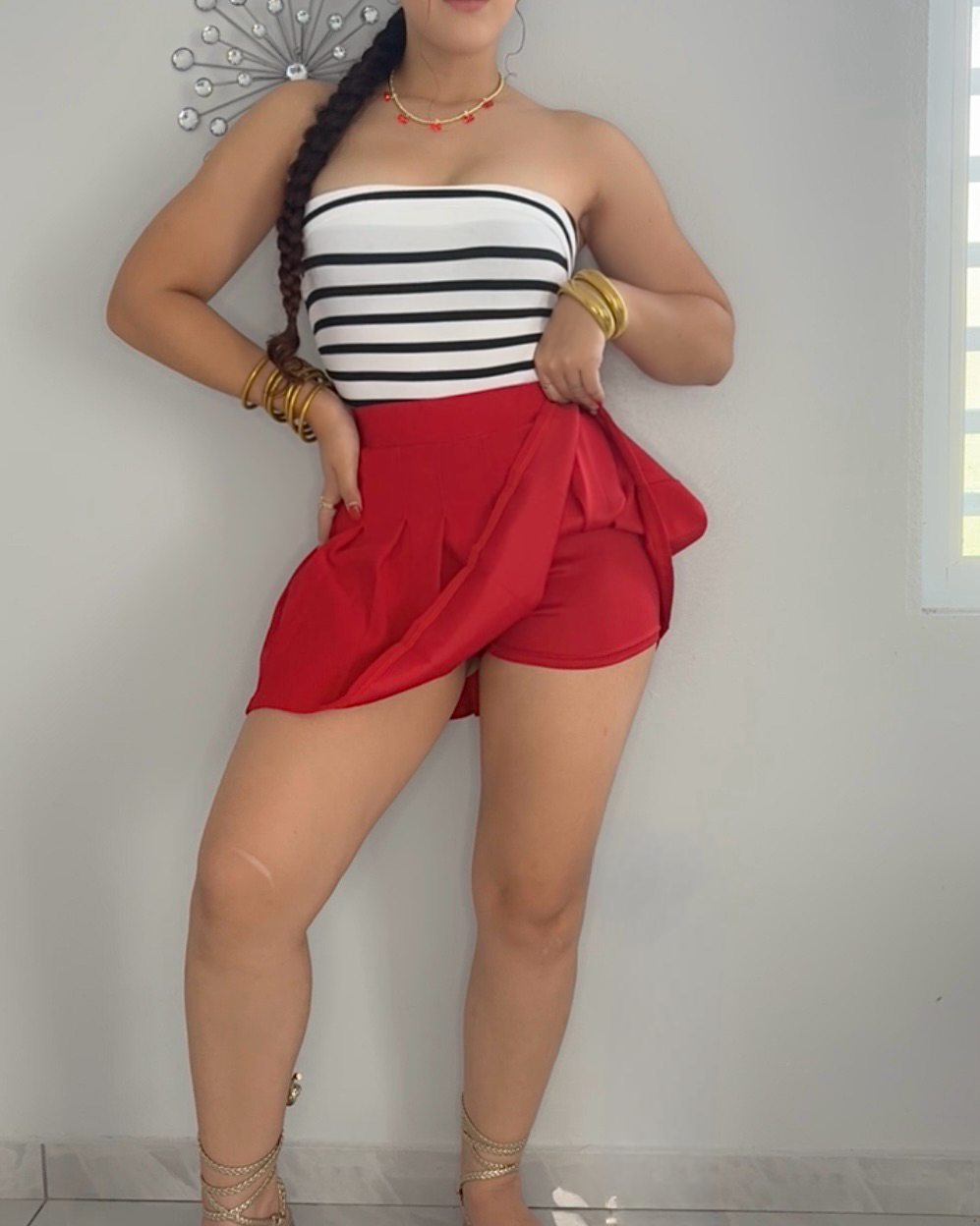 Red Pleated Skort