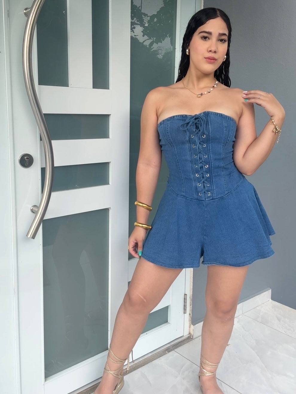 Corset Denim Romper