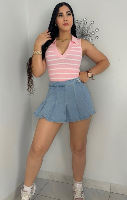 Denim Pleated Skort