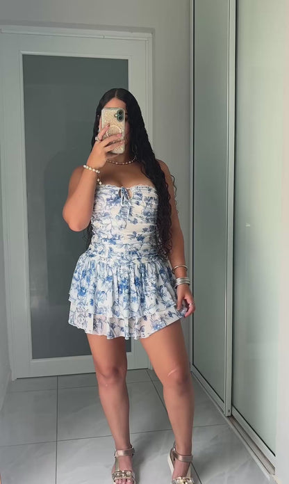 Blue Blossom Romper Dress